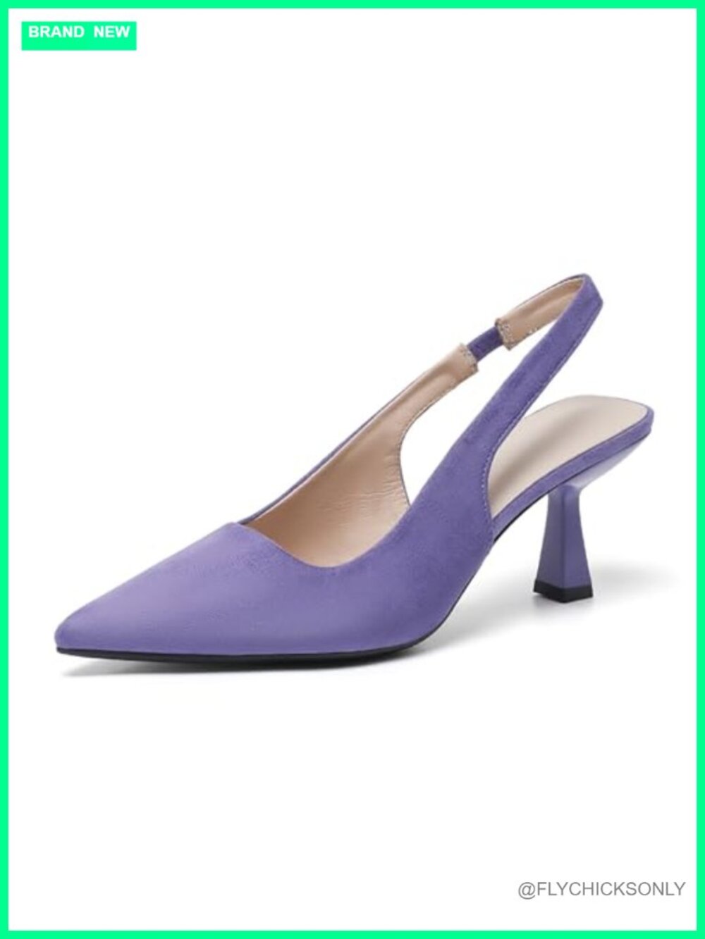 Women's Closed Pointed Toe Slingback Kitten Heels Suede Slip on Backless Dress